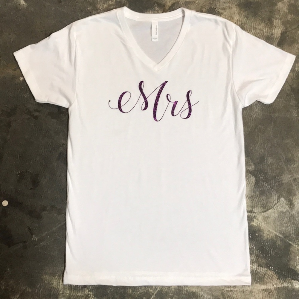 White V-Neck Mrs Tee